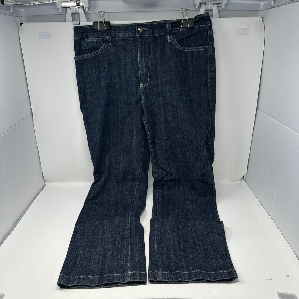 NYDJ Jeans Women 12 Dark Blue Straight Leg Premium Denim Stretch 7465 USA Made